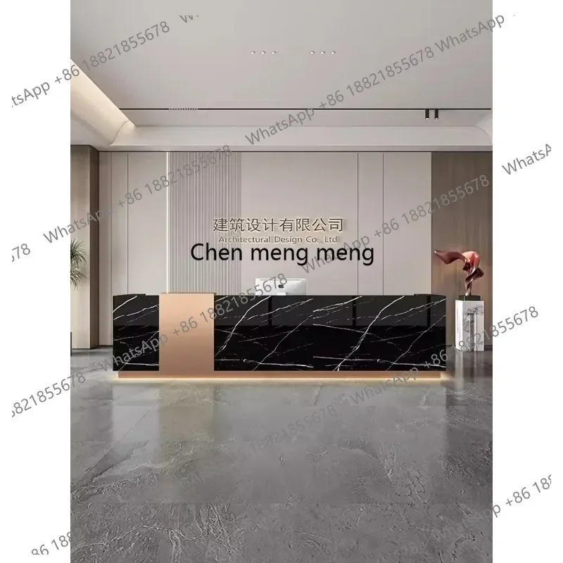 K153  Simple Modern Imitation Marble Stainless Steel Bar Company Hotel Club Reception Desk Coffee Shop Cashier