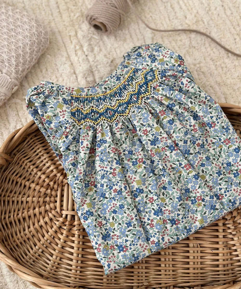kids girl clothes baby tops hand embroidery Customized printed pattern long sleeved top Girl doll clothes