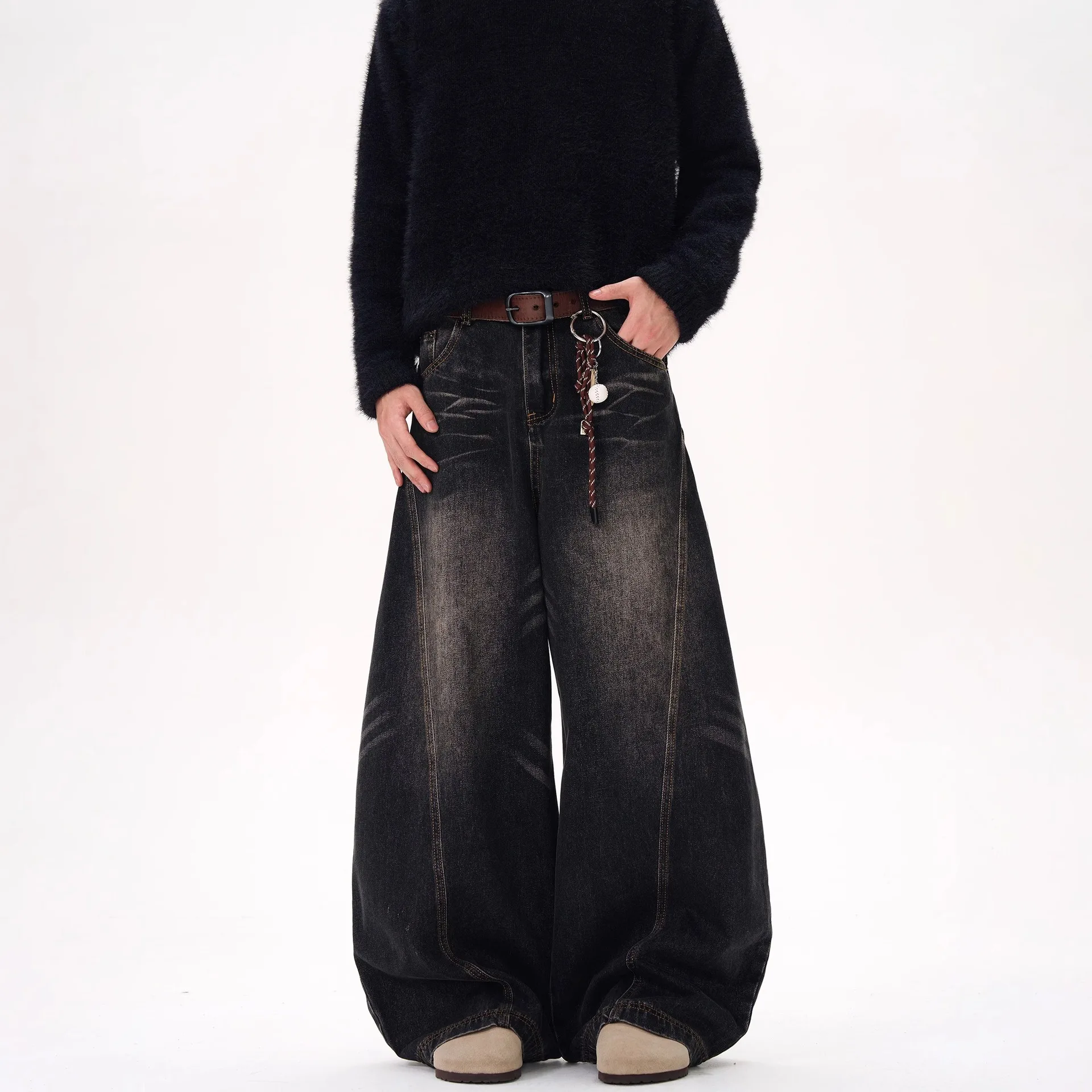

American High Street Retro Men's Jeans Fashion Casual Wide Leg Denim Pants Korean Baggy Jeans Streetwear Y2k Men Clothing