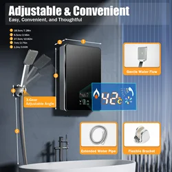 6500W 220V Digital Electric Continuous Water Heater Tankless Bath Hot Water Set For Bathroom Shower Kitchen