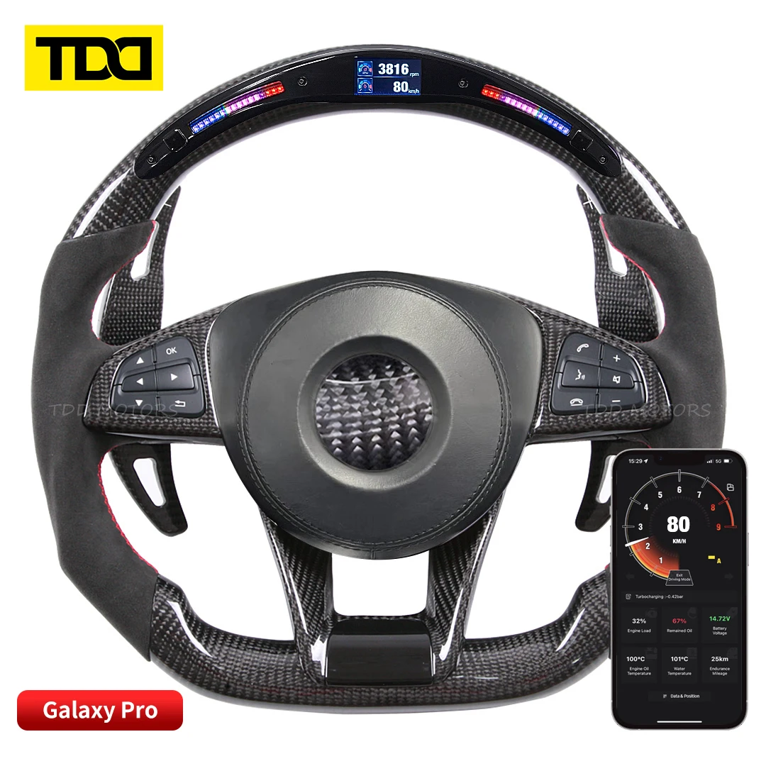 عجلة قيادة TDD 100% من ألياف الكربون الحقيقية لسيارة Mercedes-benz GLC GLE450 C63 C450 E63 W204 W205 W213 A250 AMG Sport إلخ