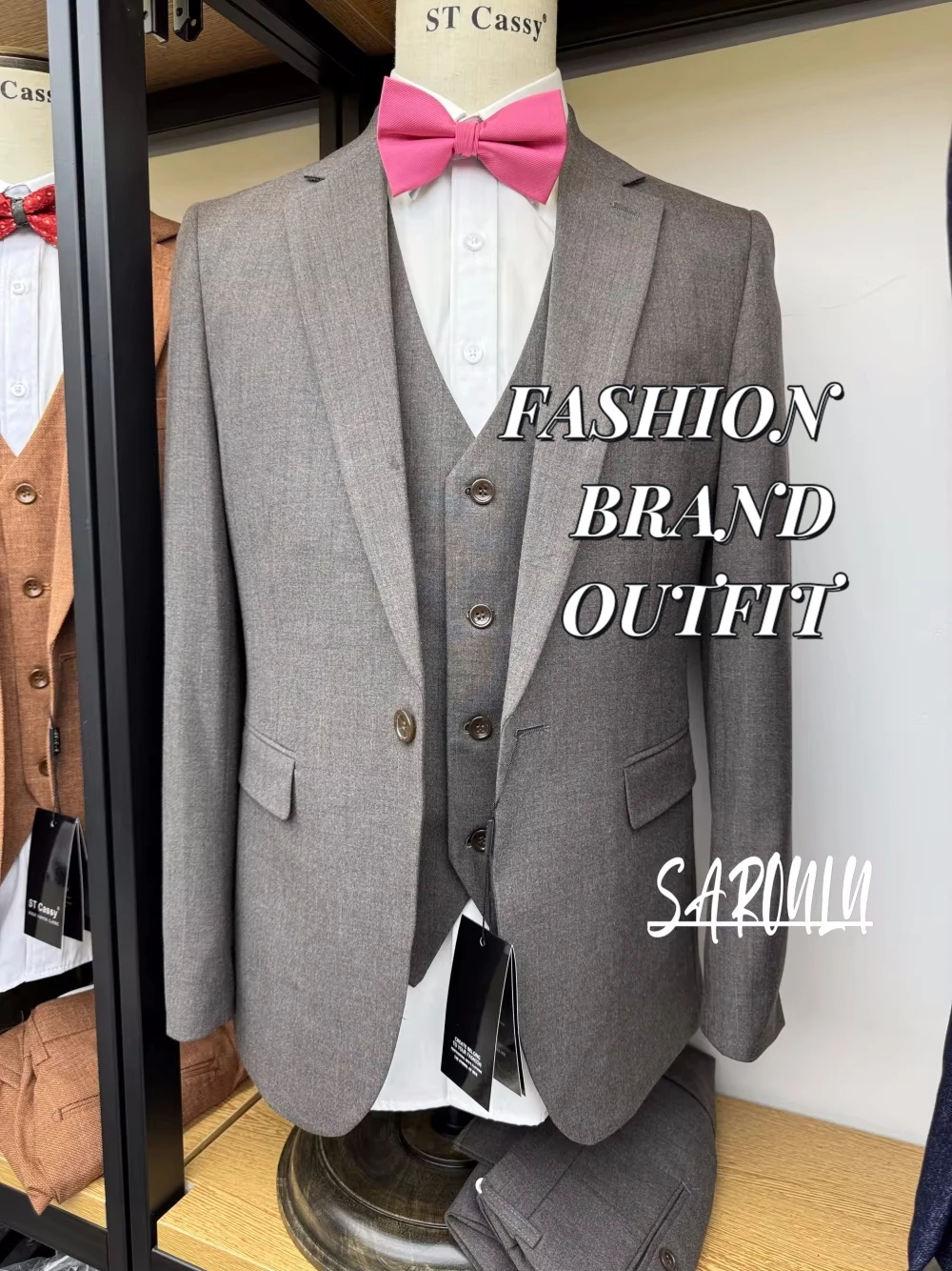 

Smooth Handsome Three Pieces Men's Suit High Quality Charming Groom Wear Decent Office Party Date Tuxedo Set Four Seasons