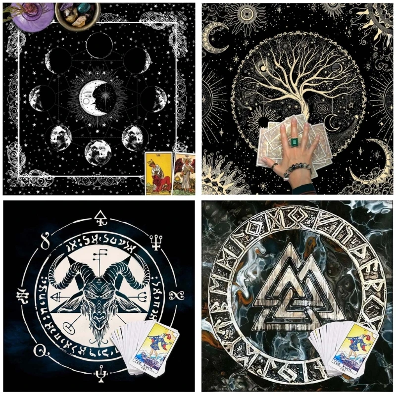 

Tarots Tablecloth Rune Divinations Table Cover Astrology Oracles Board Game Mat