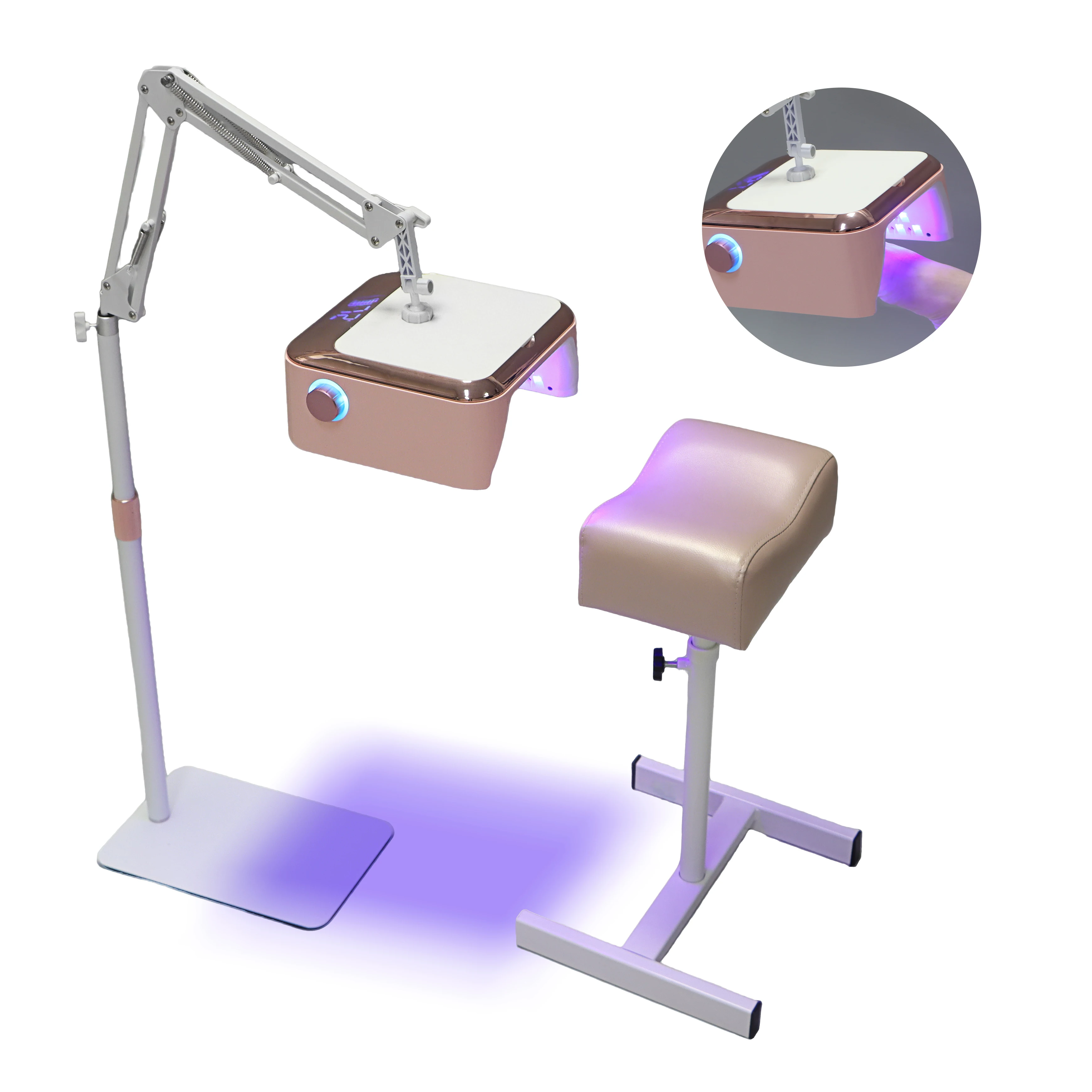 Portable Foldable Nail Care 360° Degrees Rotatable Adjustable Stool Chair 54W Cordless Uv Led Lamp Rechargeable for Feet Tool