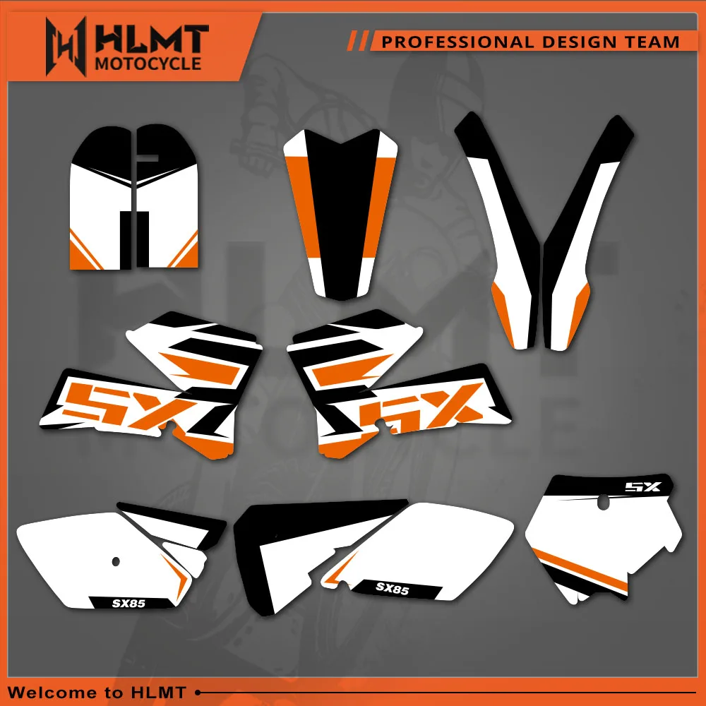 Hlmt nova equipe gráficos & fundos decalque adesivo conjunto para ktm sx 85 sx85 85sx 2006 -2012 2007 2008 2009 2010 2011 personalidade