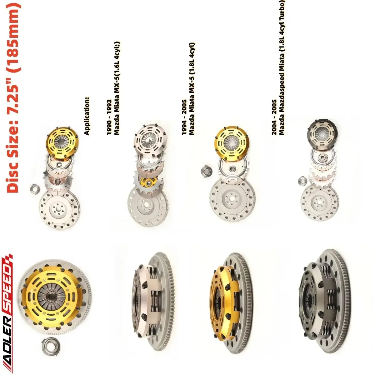 

ADLERSPEED Racing /Street Clutch Single/Twin/Triple Disc Kit For 1990-2005 Mazda Mazdaspeed Miata Miata MX-5 1.6L 1.8L