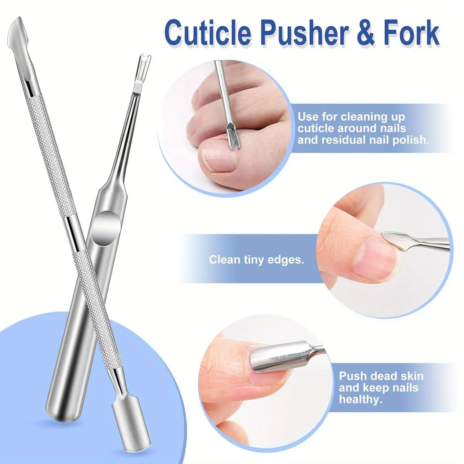 Professionele nagelriemverwijderaar nagelriemverwijderaarset, roestvrijstalen nagelriemtrimmergereedschap, pedicure- en manicure-nagelsets, vakantiecadeau