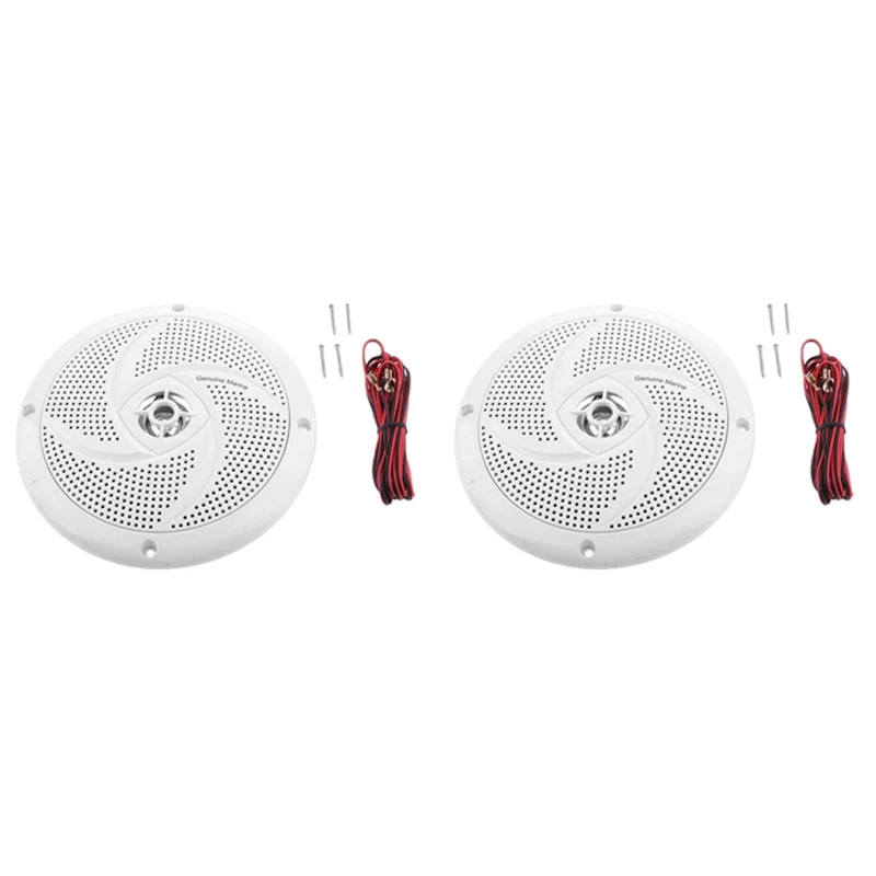 

2X White Yacht Waterproof Round Speaker System For Car RV Boat Sound Speaker Horn