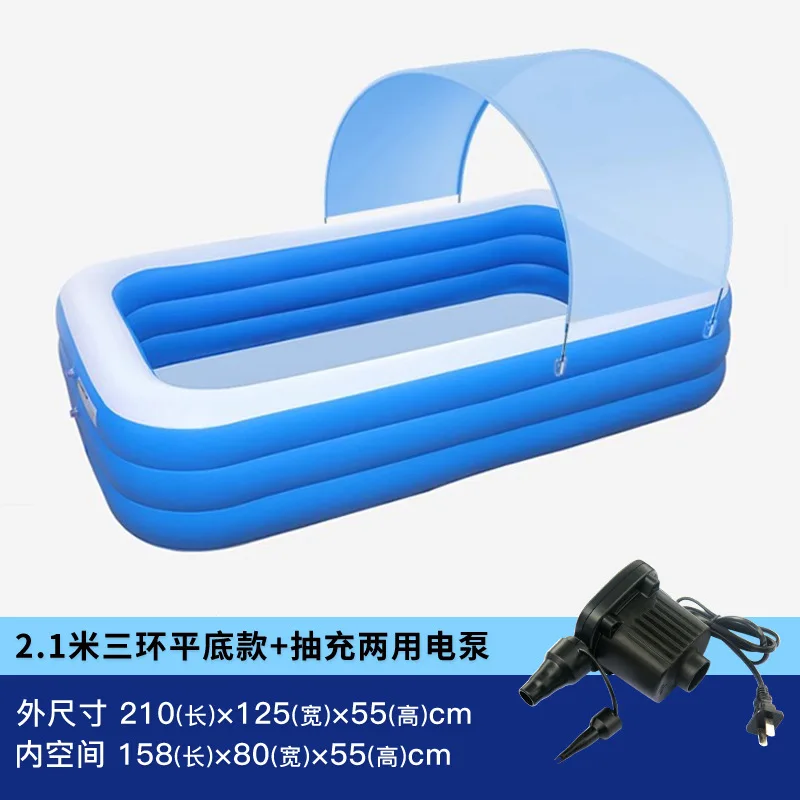 Large Rectangular Inflatable Swimming Pool Family Kids Adult Bathing Tub Portable With Electric Pump