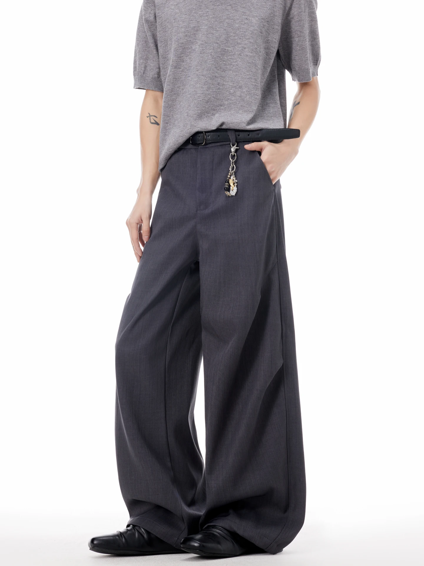 

American Retro Loose Straight Leg Casual Pants Men's Trendy Brand Pure Color Drapey Comfortable Wide Leg Long Trousers