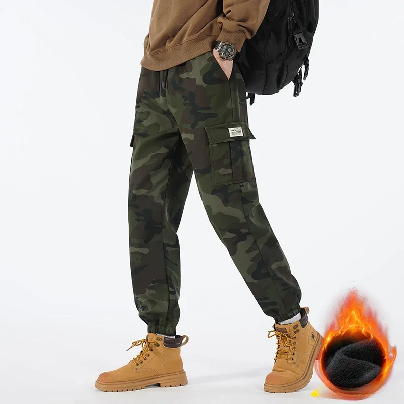 

Winter Camouflage Cargo Pants Thicken Warm Men Pockets Camo Outdoor Sports Urban Work Trousers Man Casual Streetwear Pants Male