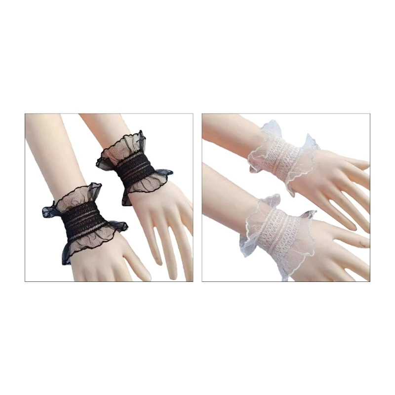 

Detachable Wrist Cuffs for Girls Shirt Decor Summer Sunproof Elastic Shirt Cuffs