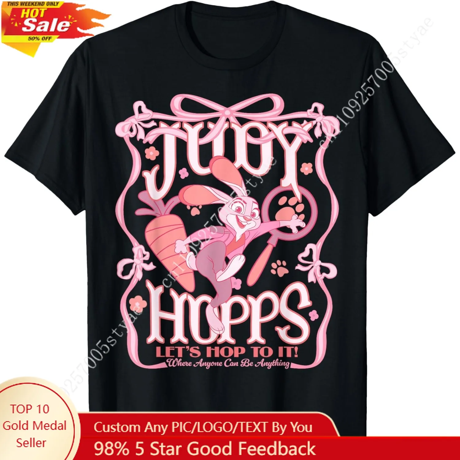 

Disney Zootopia 2 Judy Hopps Let's Hop to It! Pink Ribbons Girls T-shirt Cute Tops Chlid Tee Holiday Outfit Vacation Clothes