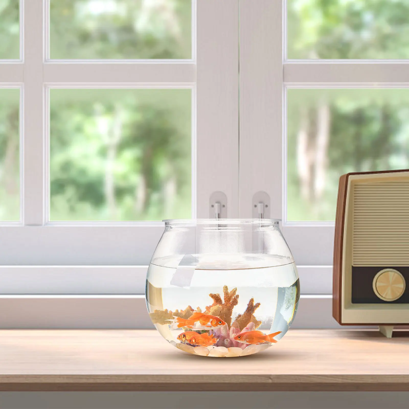 

3Pcs Small Desktop Fish Tank Plastic Globe Fish Bowl Clear Durable Office Table Decoration Micro Landscape Tank