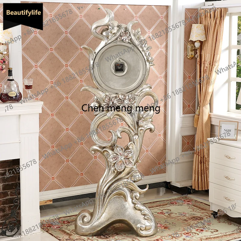 European floor clock American living room silent creative orchid large clock Villa ornament large clock decorative standing cloc