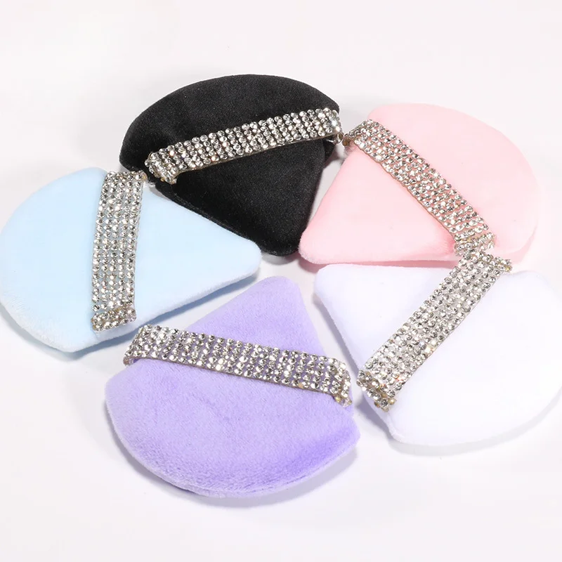 Soffio di cipria triangolare con diamante di lusso da 5 pezzi - Soffio di cipria fissante per cipria in polvere sciolta Frullatore per fondotinta cosmetico asciutto e bagnato