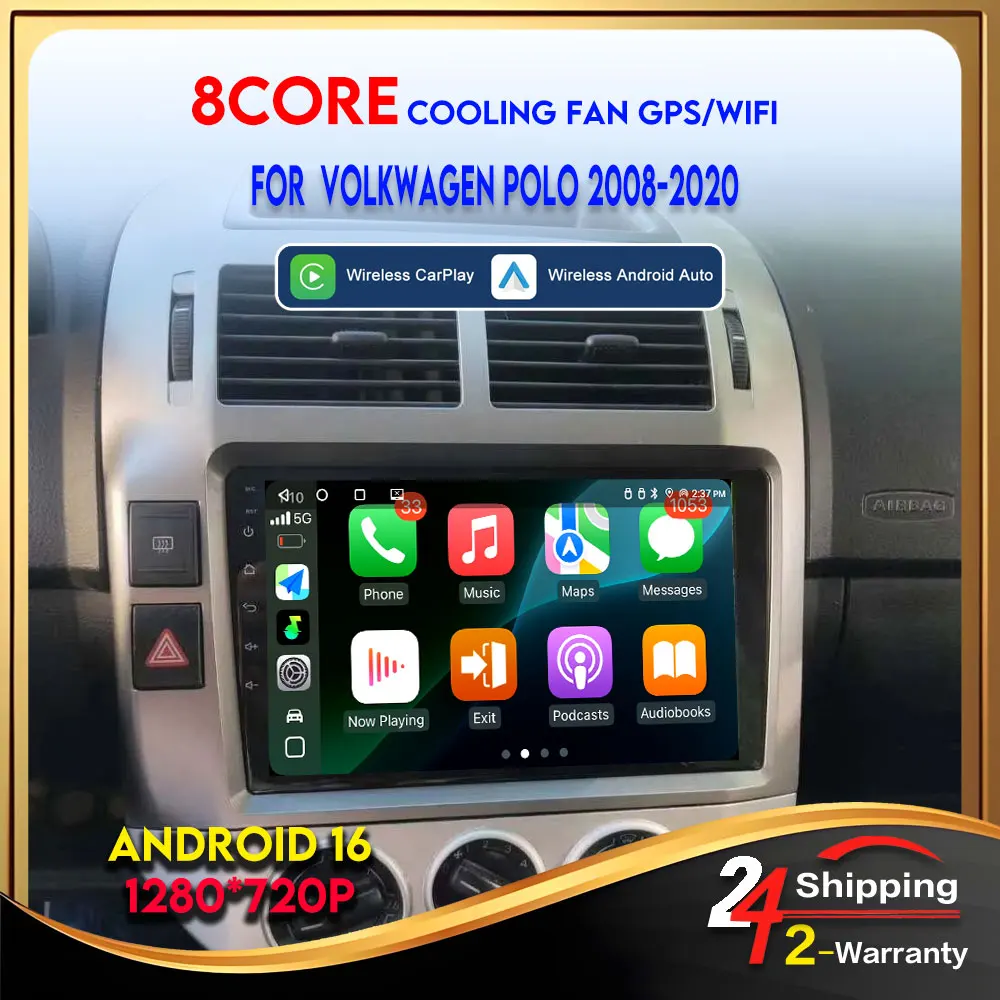 Car Radio 2Din Android For Volkwagen Polo 2008-2020 Carplay Android Auto Wireless Video Stereo Multimedia Player Video Stereo