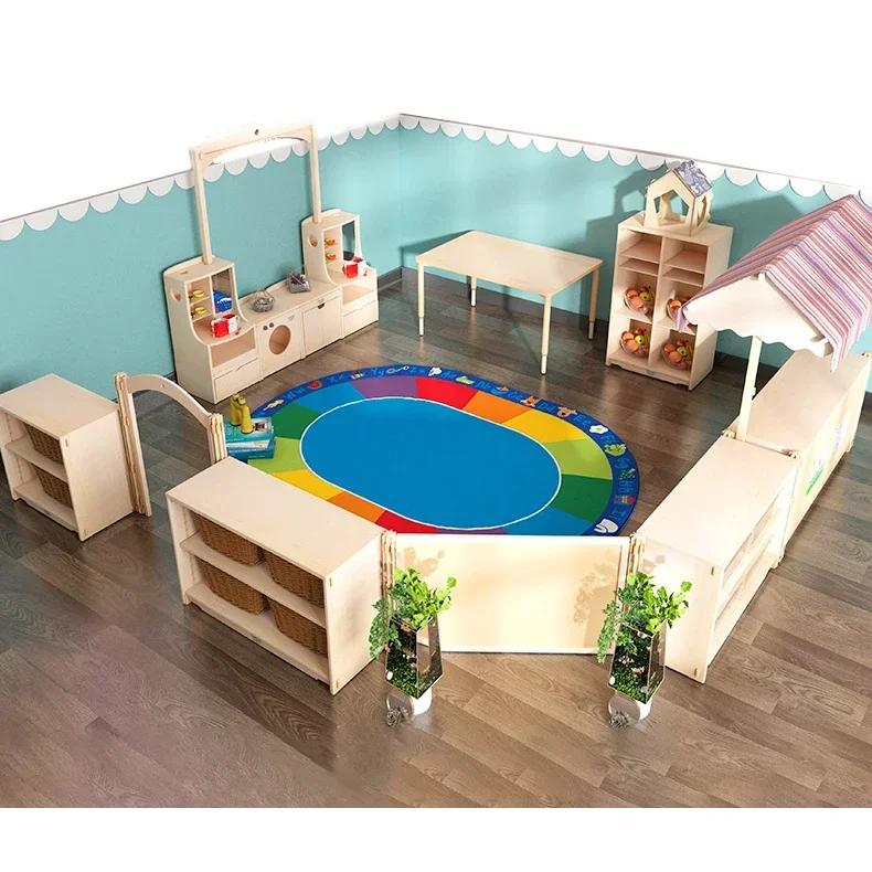 2026 commercial daycare school sets kids role play room furniture wood