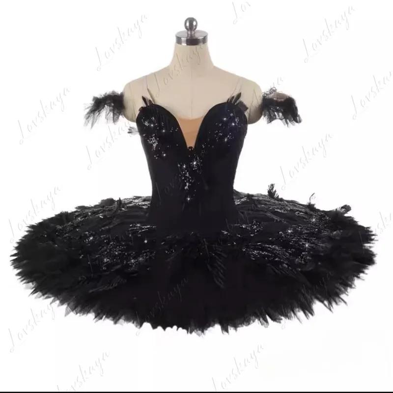 

Детское балетное платье-пачка с черным лебедем, костюм для выступлений, балетная пышная юбка для взрослых, шелковое платье