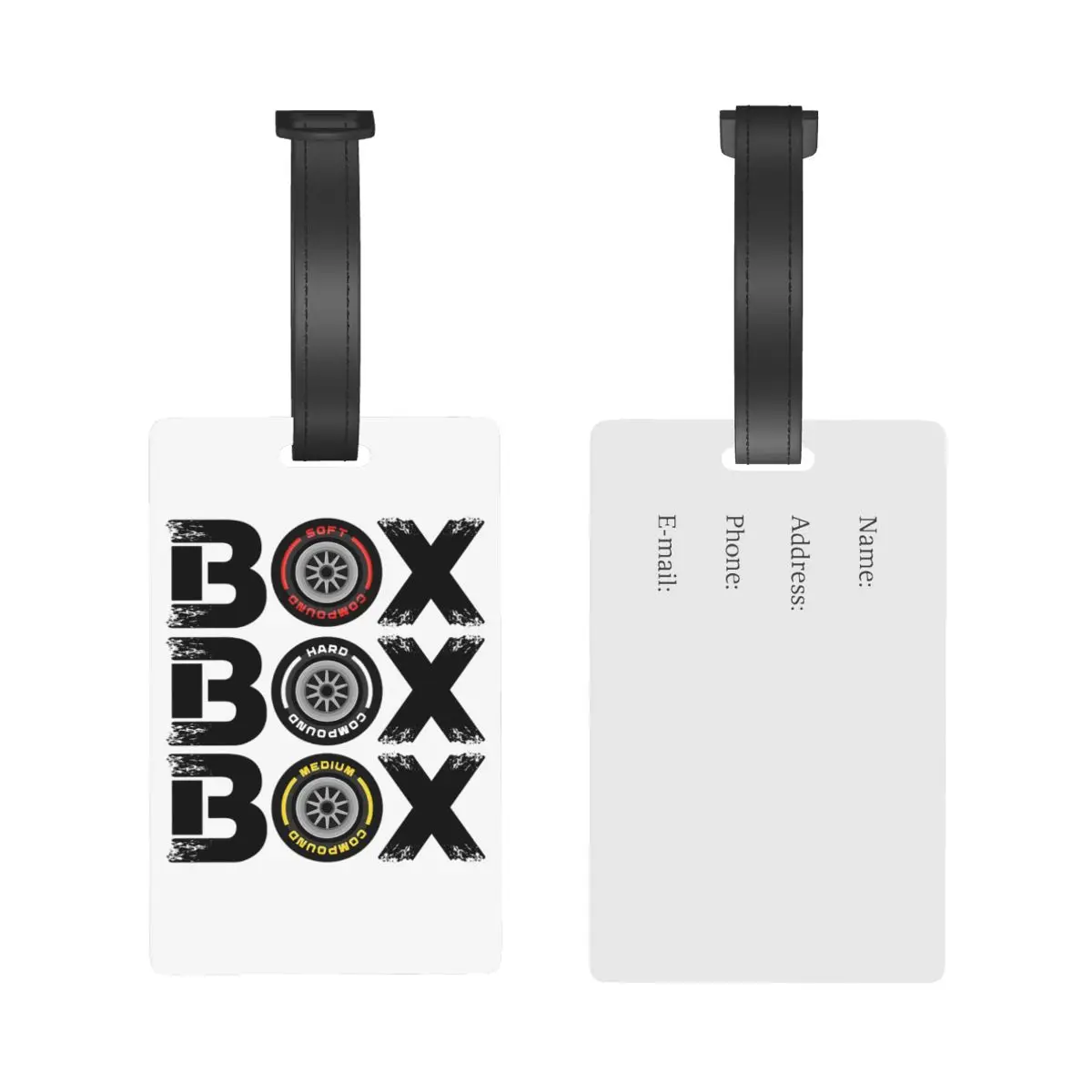 Box Box Box F1 Luggage Tags Suitcase Accessories Travel PVC Fashion Baggage Boarding Tag Portable Label Holder ID Name Address