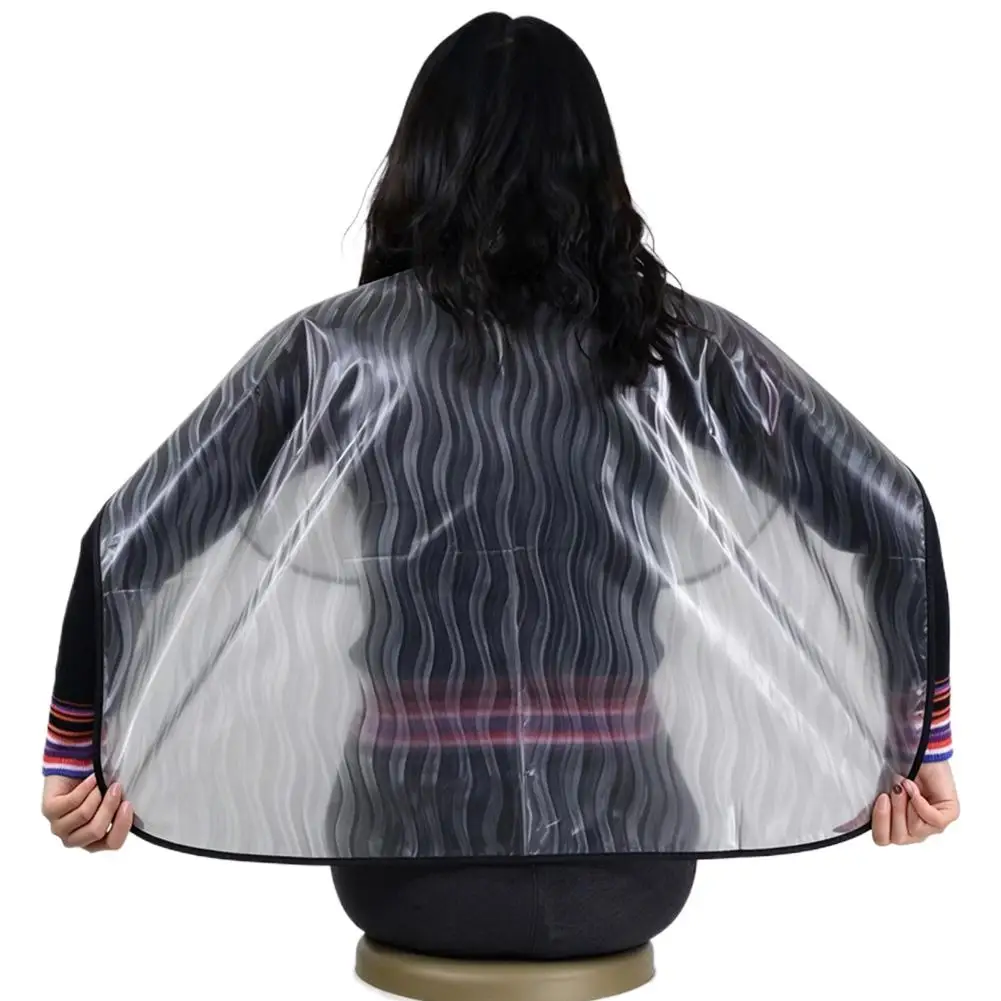 1pc Waterproof Transparent Hair Cutting Cape, Reusable Salon Barber Cloak with Neck Seal for Hair Dye, Home & Professional Use
