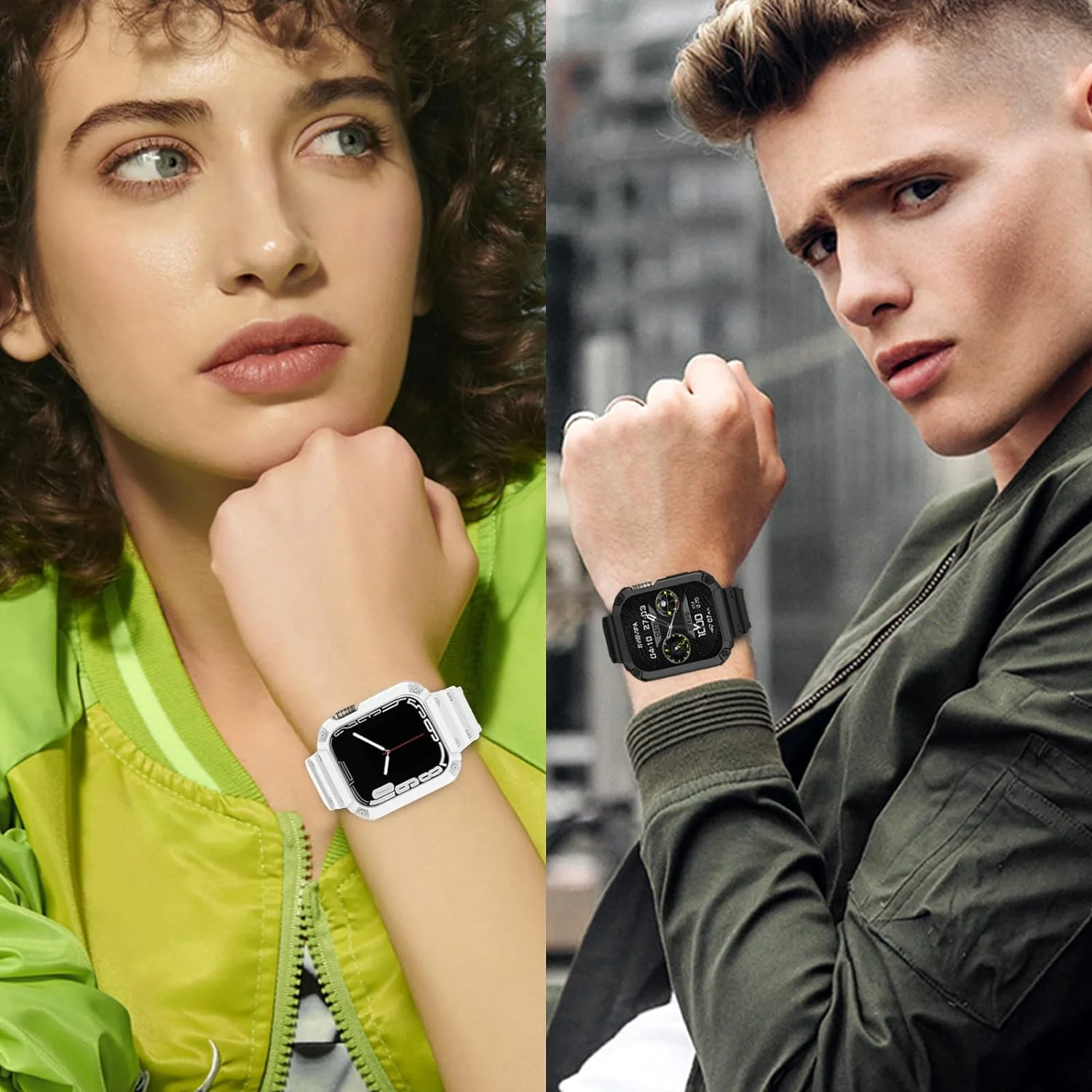 Hülle für kompatibel mit Apple Watch 45 mm 44 mm 42 mm iWatch Serie 987 SE 654321 Gurt, Sportarmband für Herren und Damen mit robustem Stoßfänger – Detail 10