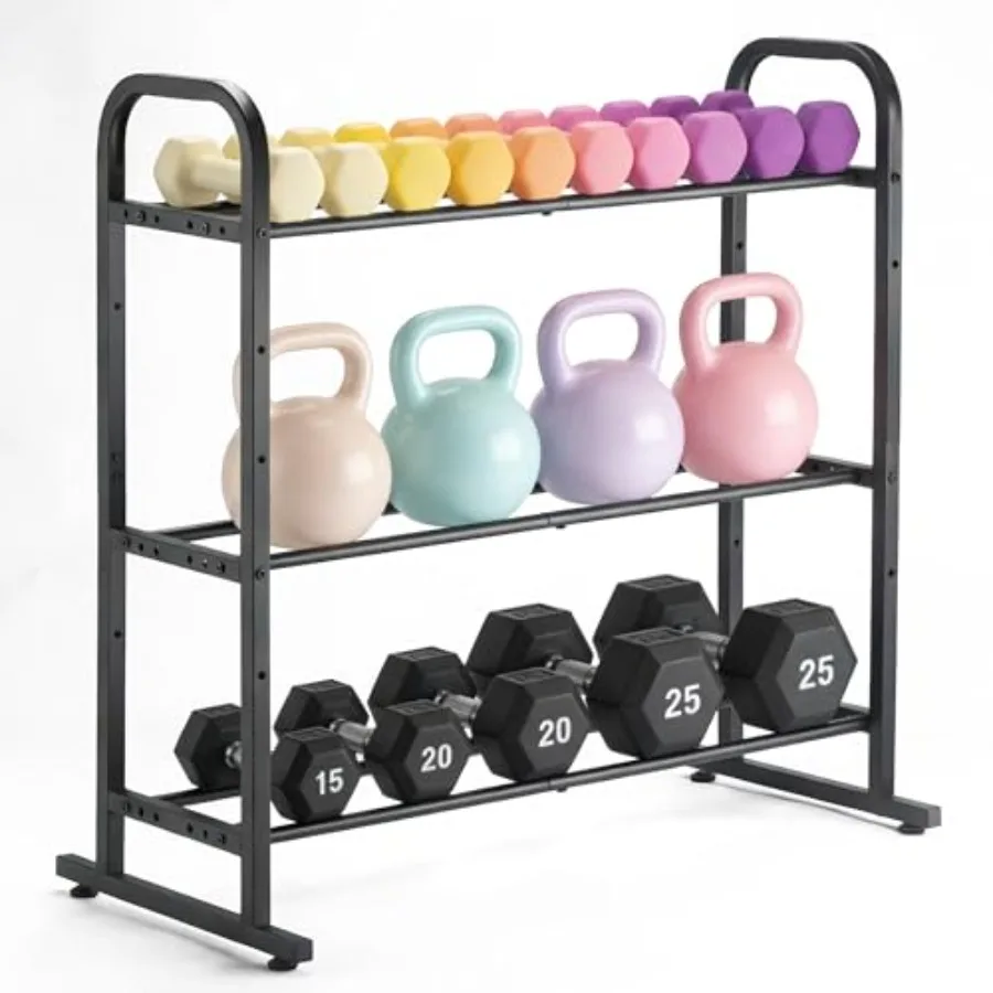 

2/3-Tier Adjustable Dumbbell Rack for Home Gym Garage Storage Organizer with Steel Frame and Black Finish Up to 360/450 lb Capa