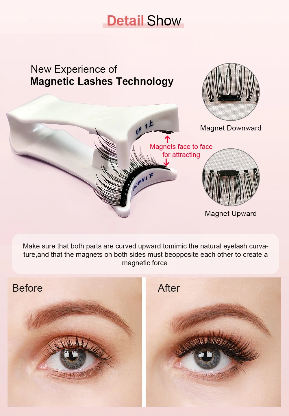 Yiernuo Magnetische Falsche Wimpern Integrierte Box Neues Klebefreies Falsche-Wimpern-Set – Detail 3