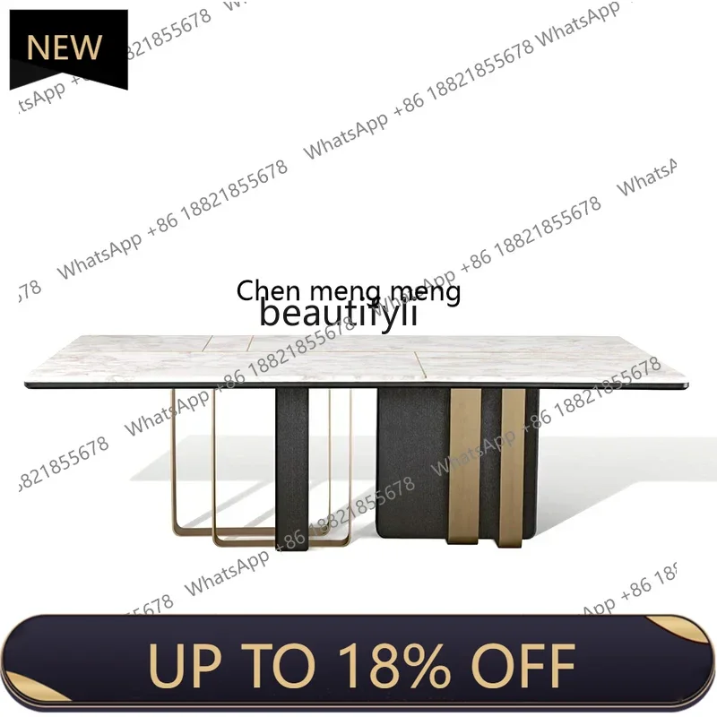 

P178 Marble Countertop Dining Table Modern Engineering Model Room Conference Home Dining Dining Table