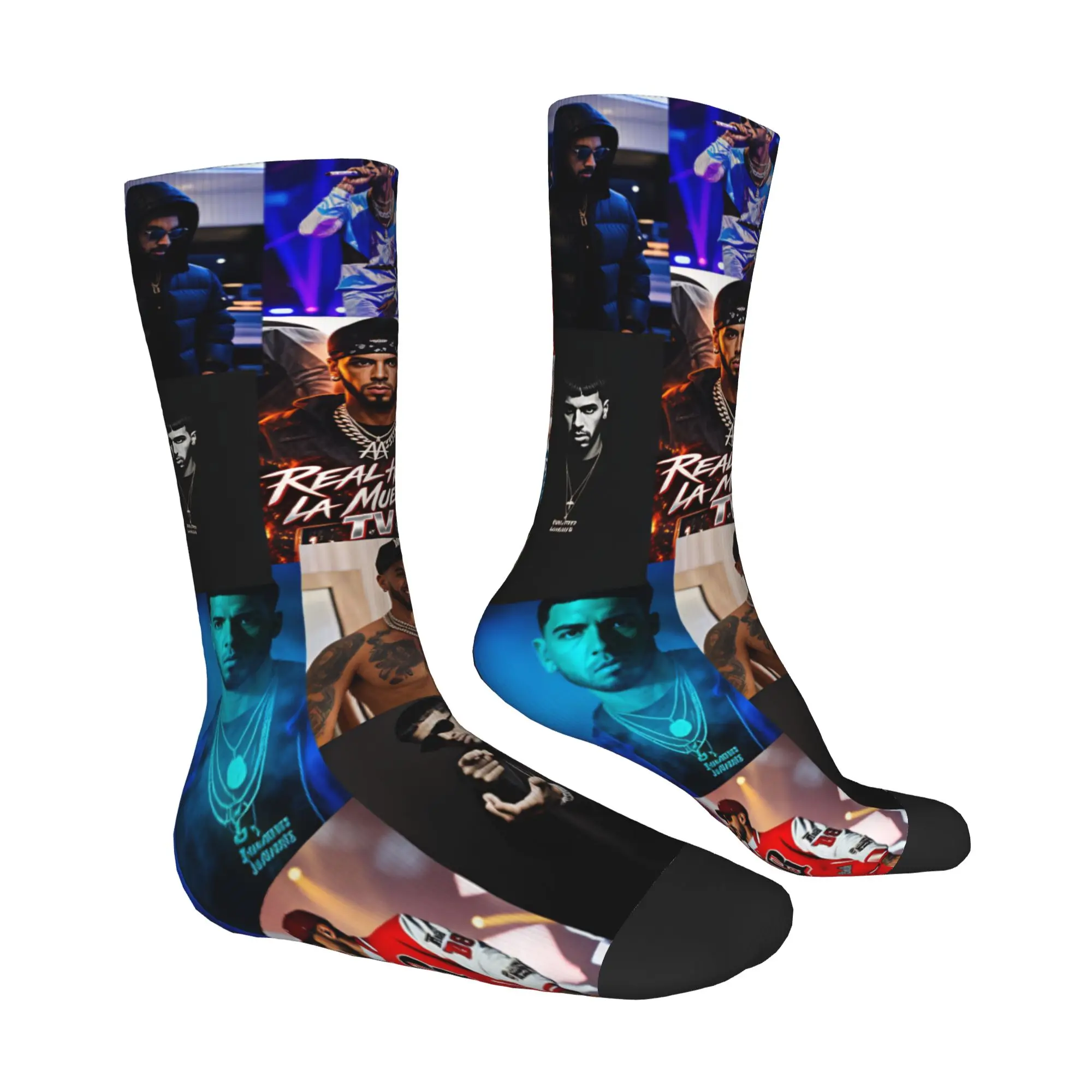 A-Anuel AA Rapper Singer MIRAME Men Women Crew Socks Unisex Funny  Spring Summer Autumn Winter Dress Socks