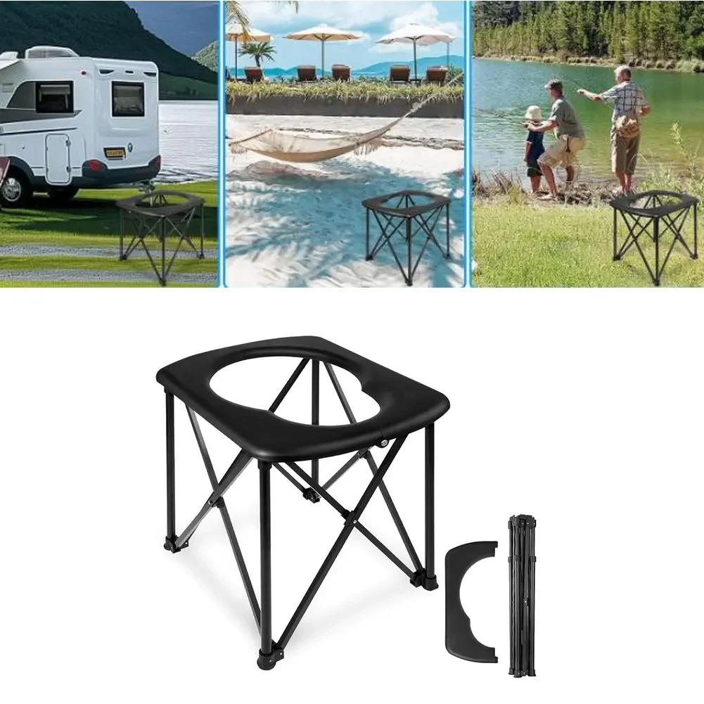 

Folding Toilet Suitable For Outdoor Camping & Hiking Ultralight Portable Simple Toilet With Aluminum Alloy Bracket Outdoor Tool