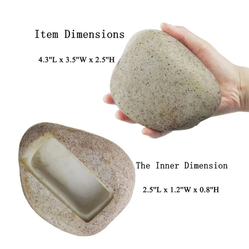หินเทียมซ่อนกุญแจเงิน Anti-lost Insurance Resin Garden Rock Hider Box