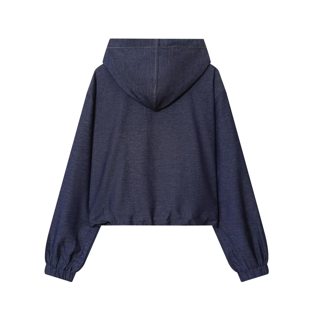 Giacca da pilota con cappuccio con cerniera versatile casual da donna nuova autunno e inverno, pantaloni a gamba larga a gamba dritta a vita alta