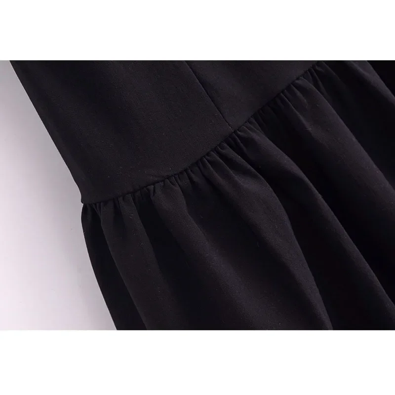 TRAF-Vestido corto negro sin mangas para mujer, minivestido fruncido con espalda descubierta para fiesta, Verano