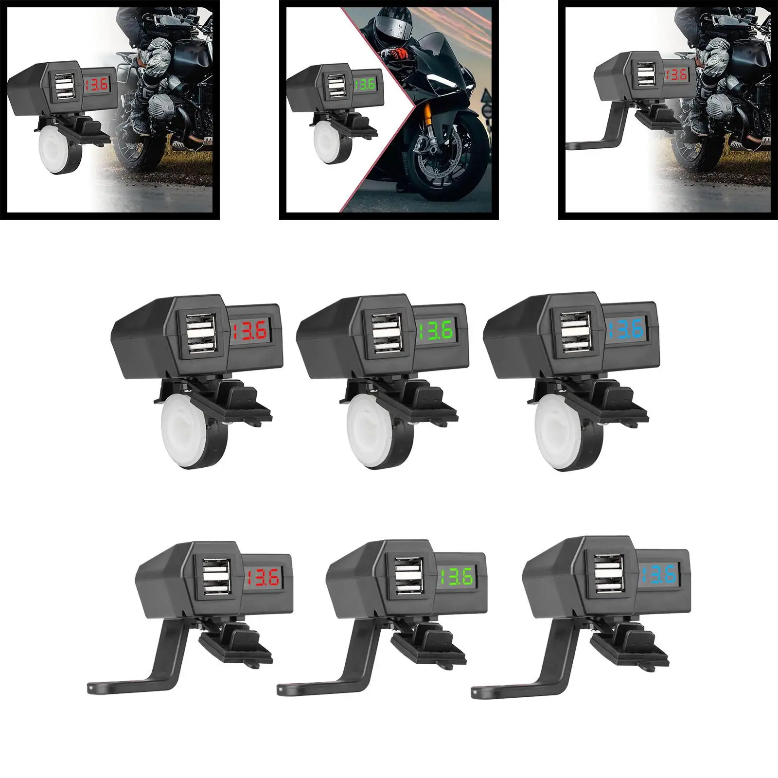 Motorcycle Phone Charger Dual Port for Tablet Navigation Smartphone