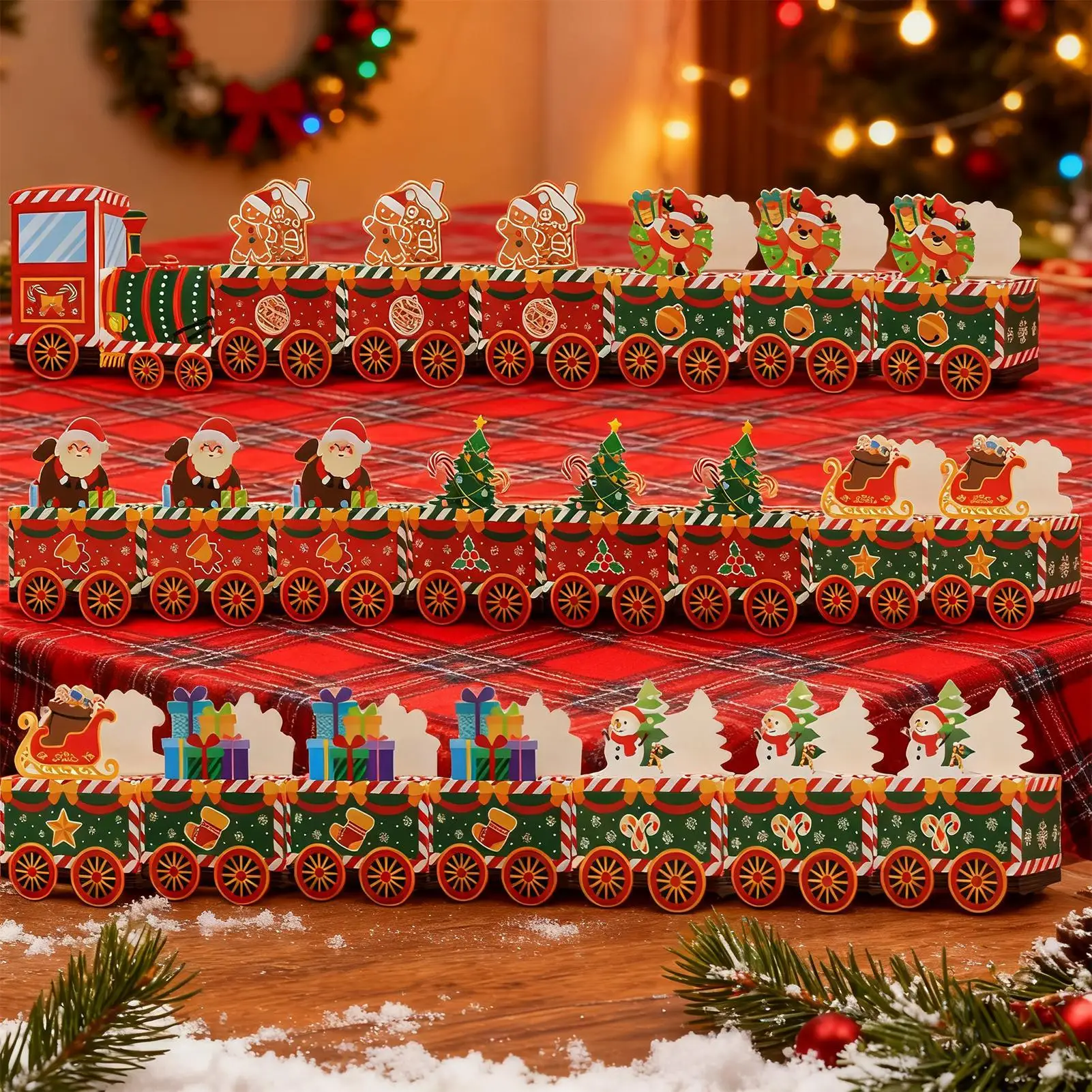 

Christmas Gift Boxes Train Shape Multi Compartment Storage Organizer 24 Pieces Christmas Gift Storage Box For Kids Friends Home