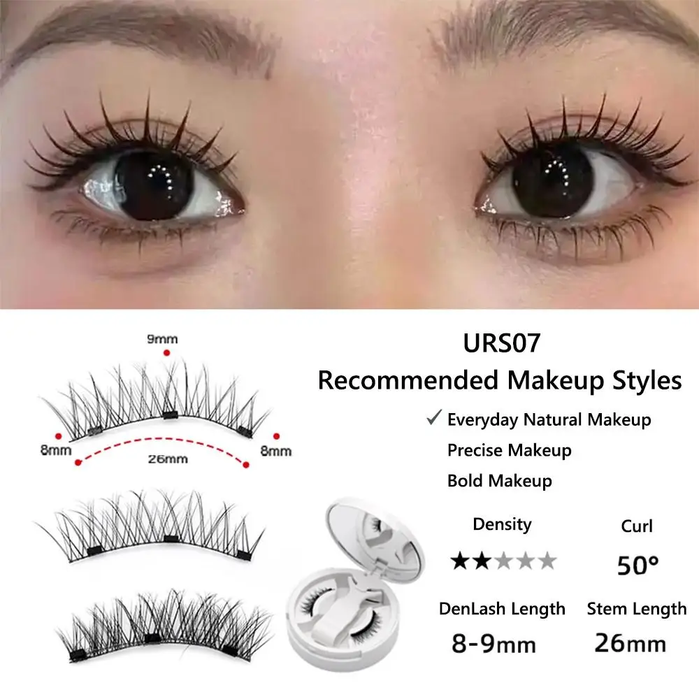 Pestañas magnéticas sin necesidad de pegamento con aplicador, Kit de pestañas magnéticas reutilizables de ojo de zorro, pestañas postizas magnéticas de aspecto Natural