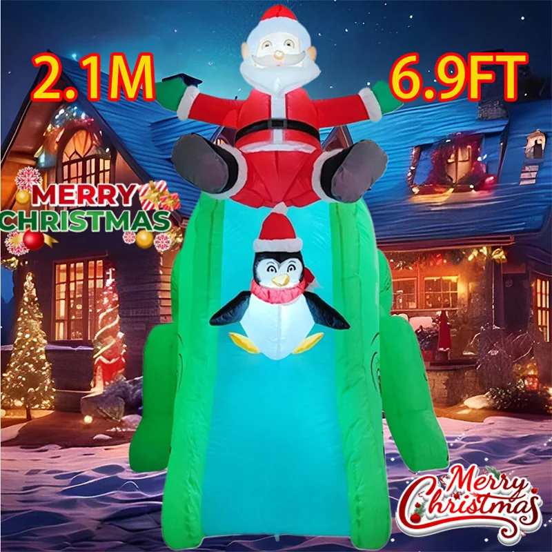 

Christmas Inflatable Decoration Toy Slide Santa Built-in LED Lights Inflatable Model Outdoor Ornament Xmas Party New Year Decor