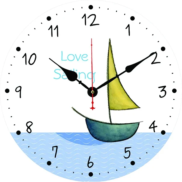 Cartoon Sailboat Wall Clock Modern Design Living Room Bedroom Office Decoration Kitchen Clock Art Wall Watch Home Decor