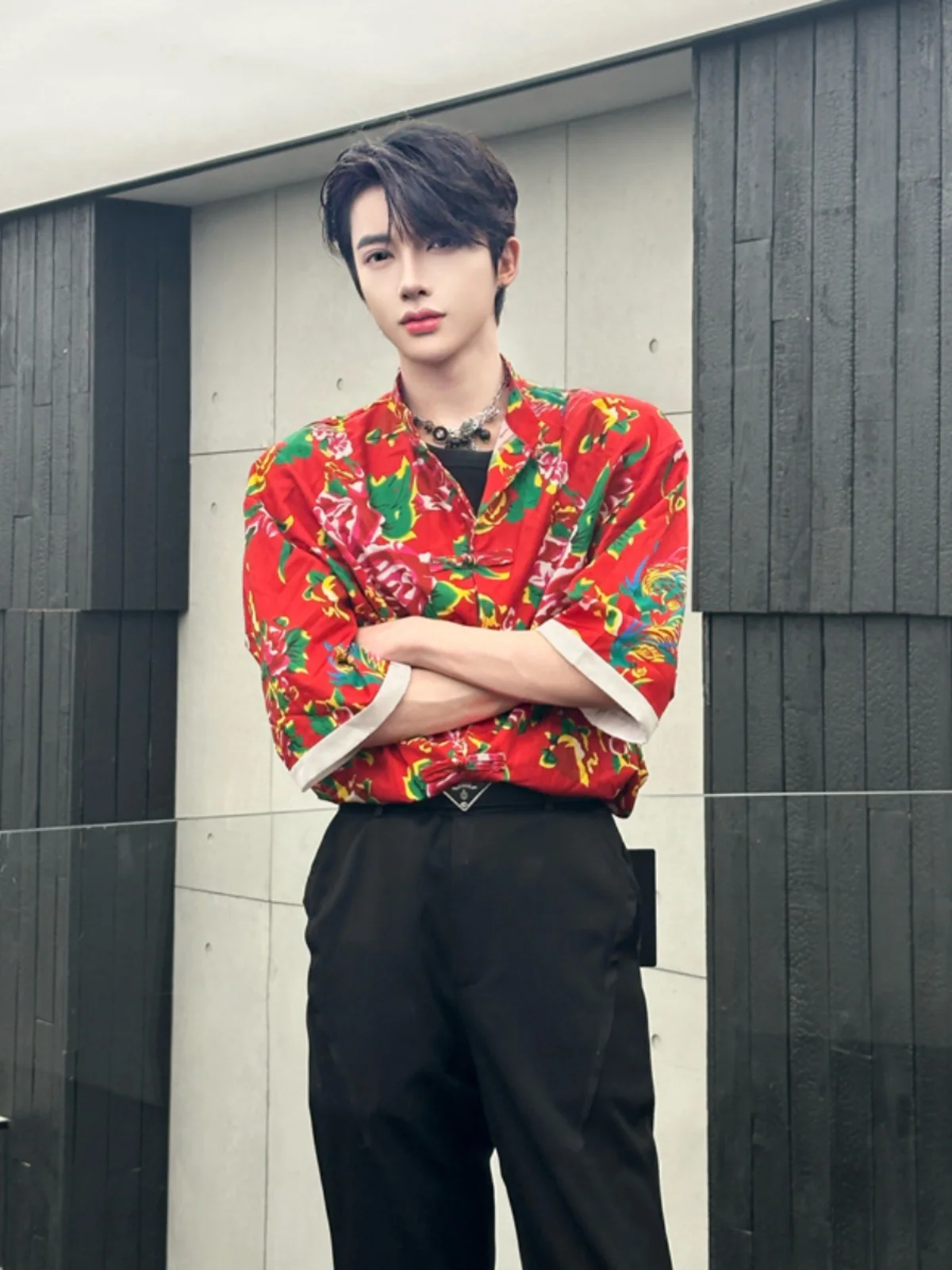 

Мужская рубашка с коротким рукавом в стиле «Северо-Восточный большой цветок», летняя, модная, брендовая, Haome Seven Sve, в этническом стиле, премиум-класса, рубашка-жакет