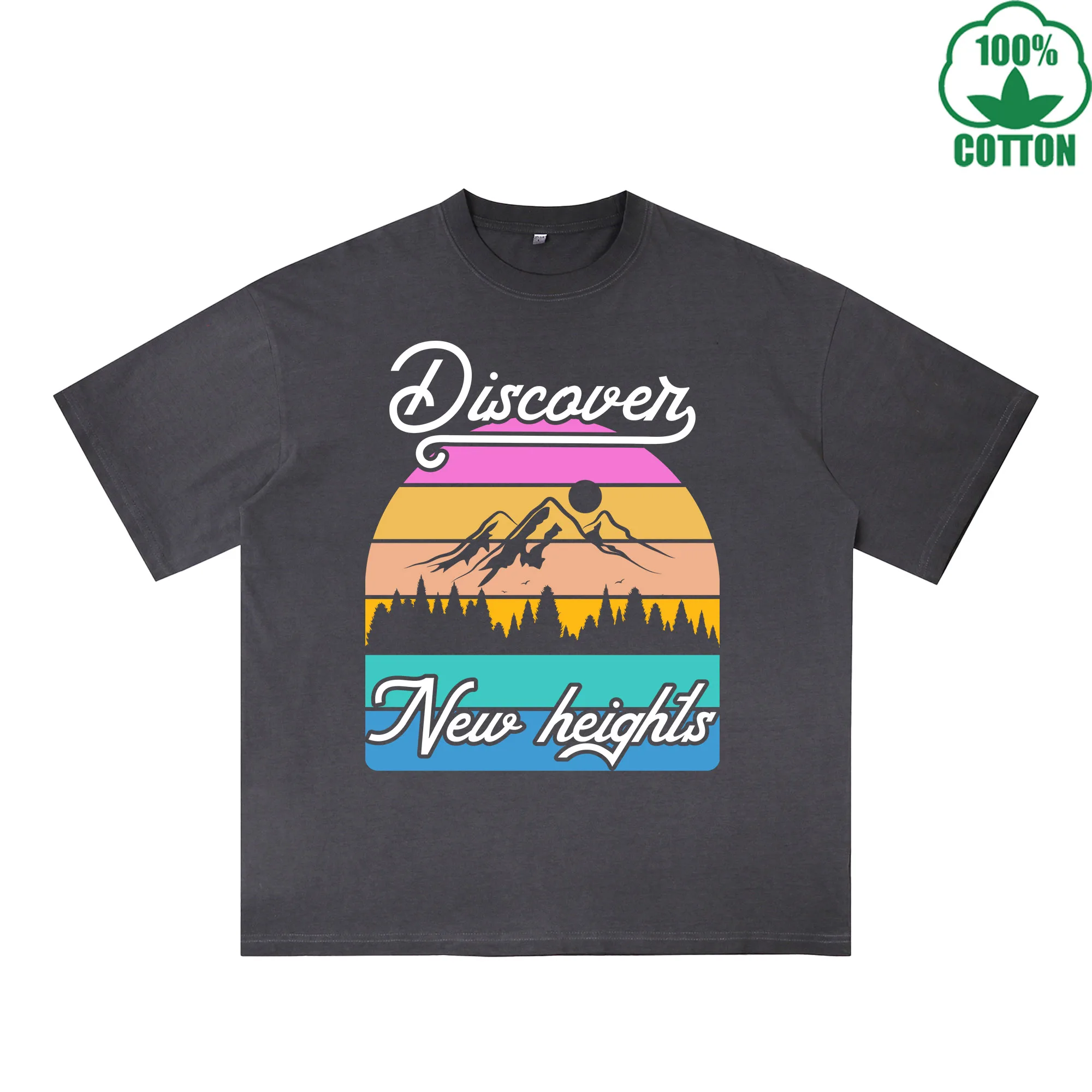 

Neu Heigts Printed Dirty WashT-Shirt 230G Multicolor Loose Trendy Fashionable 100%Cotton Short Sleeve Top