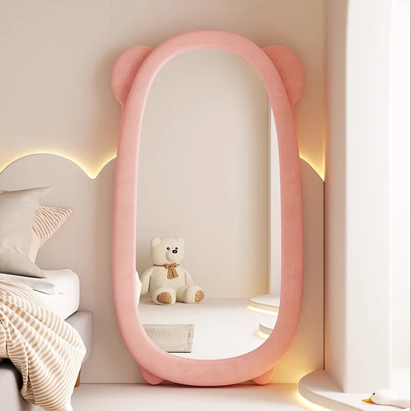 

Cream style bear full body mirror floor-to-ceiling home high-definition dressing mirror girls' bedroom fitting spot bear pattern