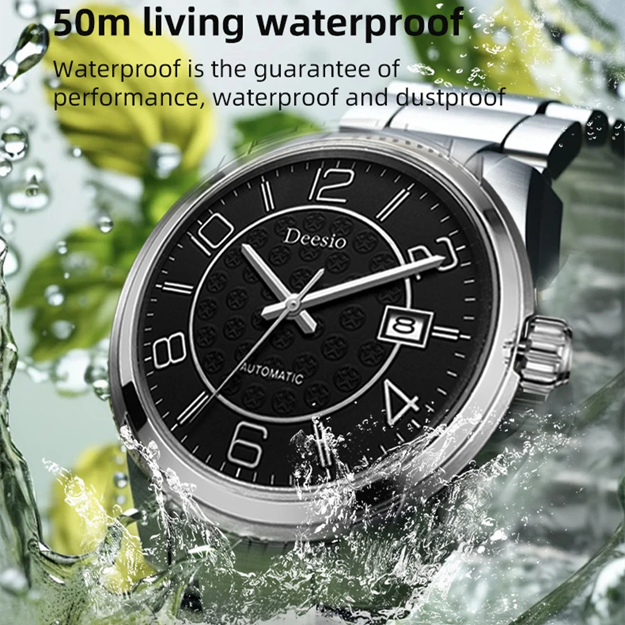ساعات يد ميكانيكية أوتوماتيكية مقاومة للماء من Deesio ، ساعة زوجية فاخرة ، حركة يابانية ، أفضل علامة تجارية ، 50 مترًا