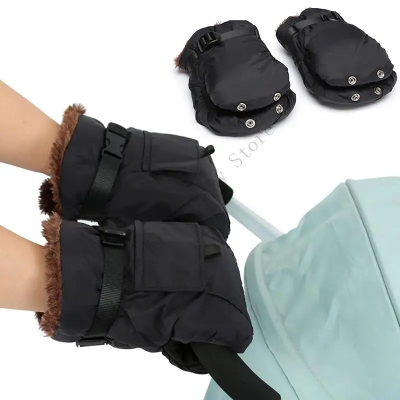 

1 Pair Universal Waterproof Nylon Pram Hand Muff Fleece Lining Thicken Winter Baby Stroller Hand Warmer Gloves Accessories