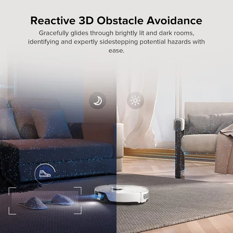 S8 Robot Vacuum and Mop Cleaner, DuoRoller Brush, 6000Pa Suction, ReactiveAI 2.0 Obstacle Avoidance, Sonic Mopping