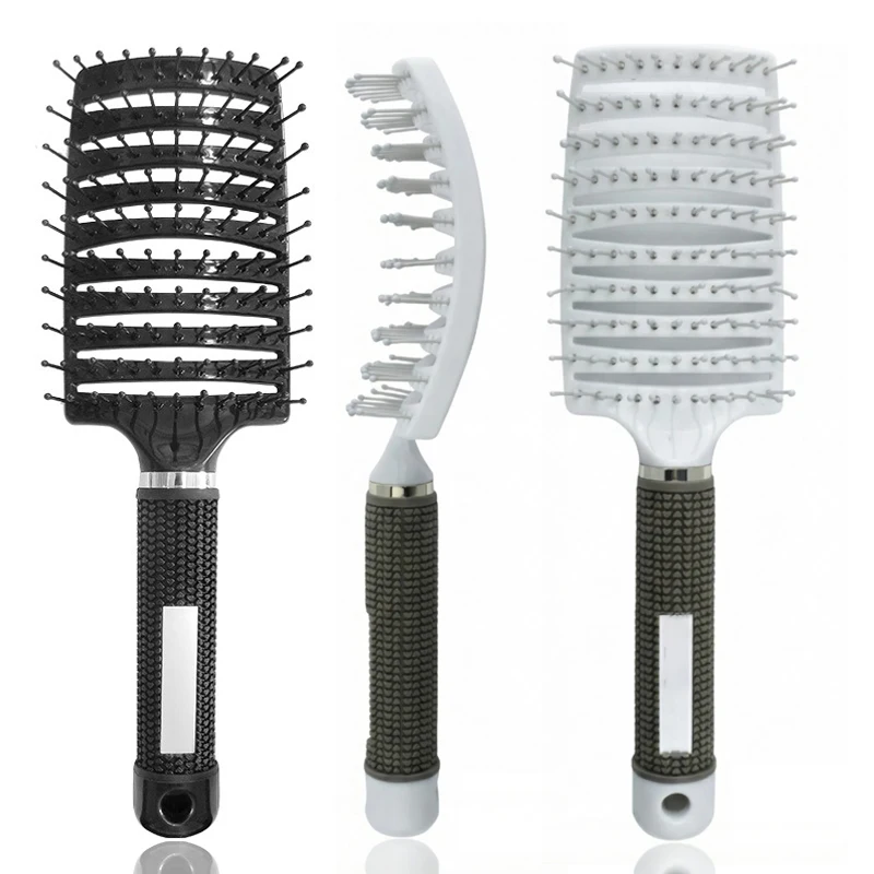 

1Pc Detangling Scalp Massage Comb Hairbrushes Curved Nylon Bristle Women Wet Curly Hair Brush Salon Hairdressing Styling Tools