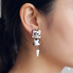 Handmade 3D Pink Pig Polymer Clay Stud Earrings For Women Girls Cute Farm Animal Front Back Ear Jackets Kawaii Piggy Earrings