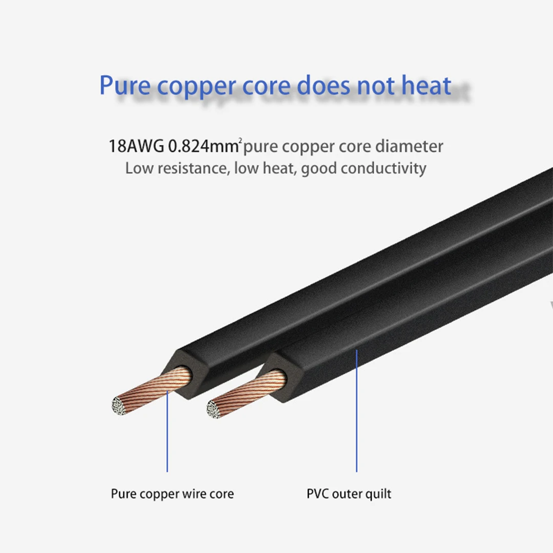 US plug18AWG two core eight tail plug power cord suitable for PS4/desk lamp/speaker/LCD display/printer equipment