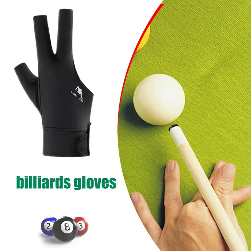 3 Fingers Billiard Pool Gloves Breathable Polyester Pool Gloves Portable Lightweight Amateur Training For Left Or Right Hand