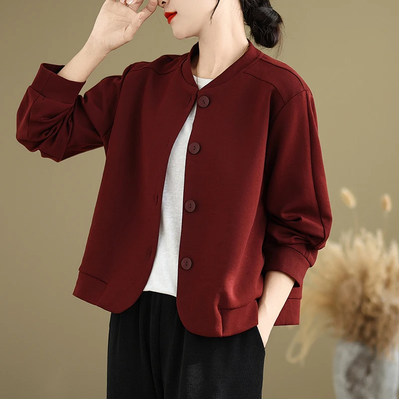봄 가을 신상 루즈 슬림핏 예술적 심플 컬러 싱글 버튼 출퇴근용 오픈 가디건 여성 패션